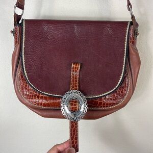 Ruby Firecat Bag Leather Saddle Purse with Silver Buckle